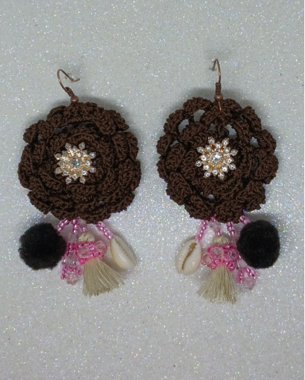 Háčkované  dizajnové náušnice "Dizajnový odkaz Stredomoria"